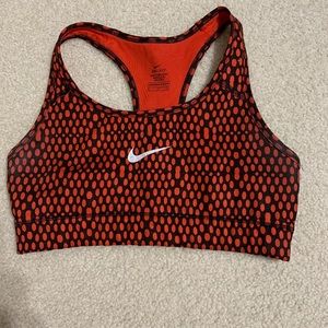 nike red and black sports bra